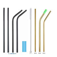 Live Pure | Metal Straws 2 Pack for Home and for Travel with Case | Stainless Steel Reusable Drinking Straws with Cleaning Brush (Black and Gold, Home kit 2 Pack)
