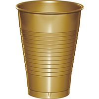 Club Pack of 240 Glittering Gold Disposable Plastic Drinking Party Tumbler Cups 12 oz.