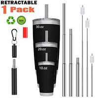BGMAXimum 1 PACK Black Collapsible Reusable straws, BPA Free Reusable Drinking Straw Stainless Steel - Portable Carrying Slim Aluminium Metal Case, Cleaning Brush And Silicone Tips