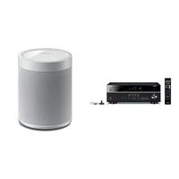Yamaha MusicCast 20 Wireless speaker for Streaming Music, White (2) with RX-V485BL 5.1-Channel 4K Ultra HD AV Receiver. Works with Alexa Black