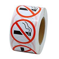 dailymall No Smoking Sticker, 500Pcs Smoking Sticker Warning, Round Shape Warning Adhesive Labels for Building Office Windows, Doors & Walls, 1inch Dia