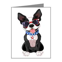 Note Cards (10 Pack) Dog Lover Celebrating Boston Terrier