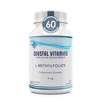 Coastal Vitamins L-Methylfolate 5 mg (5000 mcg) 60 CT Maximum Potency Active Folate, 5-MTHF, Additive/Filler Free, Gluten Free, Non-GMO, Vegetarian Capsules
