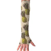 YanHill Cooling Arm Long Sleeve Glove Pineapple UV Sun Protection Arm Sleeves with Thumb Holes for Basketball, Football, Baseball, Cycling, Volleyball, Or Other Activities