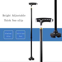 CHERRIESU Crutches Cane Trekking Poles Aluminum Folding Adjustable Leg Walker Step Skiing Equipment Old Man Using Portable Light Four-Legged Cane Black