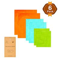 ZXDBK Beeswax Wraps, Set of 6 Dimensions:2 Small,2 Medium and 2 Large Reusable Food Wrap Made of Cotton Jojoba Oil Biodegradable Suitable for Fruits Vegetables Sandwiches etc