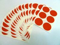 Minilabel 80 Labels , 25mm Diameter Round , Plastic / Vinyl Colour Code Stickers Red