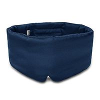 100% Mulberry Silk Sleep Mask Eye Mask for Man and Woman with Adjustable Headband, Full Size Large Sleep Mask & Blindfold for Total Blackout for All Night Sleep, Travel & Nap- Navy Blue