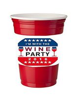 4 Pack of Vinyl Decal Stickers for Disposable Cups/I'm With The Wine Party 2016