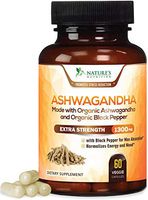 Organic Ashwagandha Capsules High Potency Root Powder Extract 1310mg with Black Pepper, Made in USA, Best Vegan Supplement for Stress, Adrenal, Mood & Thyroid Support - 60 Capsules