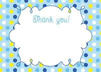 30 Blank Thank You Cards Notes Blue Yellow Polka Dots + 30 White Envelopes