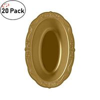 TigerChef Gold Dessert Bowls Heavy Duty Plastic Serendipity Dinnerware Disposable Bulk Party Supplies Hard Round Heavyweight Plates Lunch Dinner Wedding Birthday Pack of 20 (Dessert Bowls, Gold)