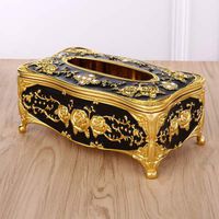 T-ZJHC Tray Paper Creative Living Room Home Restaurant Table Simple Storage Box European Simple European Paper Box, Gold Black