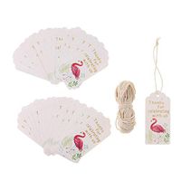 100pcs Flamingo Gift Tags Thanks for Celebrating with Us Paper Gift Tags Labels with Jute Twine Crafts Hanging Tags