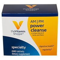 The Vitamin Shoppe AM/PM Power Cleanse A Unique Blend of Herbs Fibers for Digestive Health Regularity No Fasting 1 Kit with 120 Tablets for Each Day Night Set (240 Tablets)