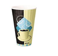 SOLO Cup Company Duo Shield Insulated Paper Hot Cups, 20oz, Tuscan, Chocolate/Blue/Beige, 350/Ct