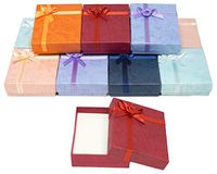 888 Display USA, Inc Cardboard Jewelry Bangle Gift Boxes with Rosebug Bows in Assorted Colors 2.5" X 2.8" X 0.75" (Pack of 8)