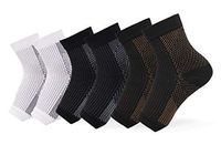 3 Pairs - Compression Socks Foot Sleeves, Plantar Fasciitis Ankle, Arch Braces & Supports (L/X-Large, Black, Copper & White)