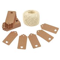 Lwestine 300PCS Hollow Heart Kraft Paper Gift Tags Wedding Party Favours, With 164 Feet Natural Jute Twine(White)