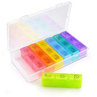 Pill Boxes and Organizer,Protable Travel Pill Box(3-Times-A-Day),Weekly Pill Box with Detachable and Large Compartments to Hold Vitamin/Fish Oil/Medication,BPA Free - Rainbow