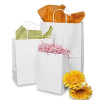 White Paper Bags with Handles | Quantity: 200 | Width: 18" Gusset - 7"