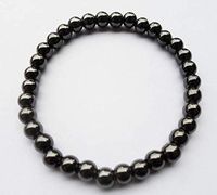 Cutedoumiao Black Hematite 6mm Ball Bead Magnetic Therapy Bracelet Magnet Stone Bracelet Relieve Arthritis Headache Stress Relieving Magnet Bracelet Jewelry Anxiety Relief for Carpel Tunne