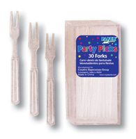 Club Pack of 360 Festive Clear Plastic Party Pick Two-Prong Cocktail Forks