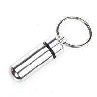 Aluminum Alloy Pill Case Water-Proof Air-Tight Pill Fob Pill Box Pill Holder with Keychain, Used for Holding Aspirin and Vitamins (Silver)