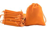 Sansam 50pcs Orange Drawstrings Velvet Gift Bags Velvet Jewelry Pouches for Wedding Favors, Candy Bags, Party Favors, 4.0x4.8''