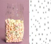 Small Silver Celestial Stars 7x2x3" Cello Cellophane Party Treat Food Snack Bags (100 ct)