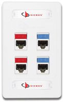 10GMX-FPS04-02: Siemon 4 Port Single Gang 10G Faceplate, White, Pack of 3