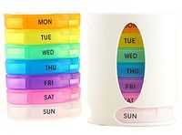 JijiKarna Daily Pill Organizer-7 Day 28 Grid Pill Container,Organizer for Vitamin/Fish Oils/Supplement-Weekly Pill Box,Round Medicine Organizer,Each Floor 4 Compartments,Transparent and Visible(White)