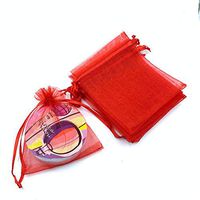 LYSXP 100pcs 5X7 Inches Christmas Drawstring Organza Gift Bag Pouches Drawstring Organza Jewelry Candy Pouch Party Wedding Favor Gift Bags (red, 5"x7" (13x18cm))