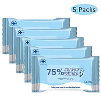 BUTITNOW 75% Alcohol Detergent Wipes (5 Packs, 50 Wipes), Large Wet Wipes(7.1"x5.5"), Cleaning Wet Wipes Soft Wipes Cleaning for Hand Home House, Tourism, Hotel, Restaurant, Office, Car