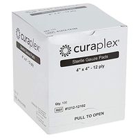 CURAPLEX STERILE, Gauze PAD, Woven, 4IN X 4IN, 12-PLY, 100/BX 12BX/CS