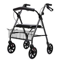 Walkers Elderly with Seat Rehabilitation Auxiliary Older's Trolley Handrail Frame Foldable Rest Chair Shopping Cart (Color : Black, Size : 67x60x(87-94) cm)