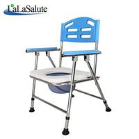 Bedside Commodes Commode Chair Aluminum Alloy Healthcare Blue Foldable Commode Chair Lightweight Portable Bathroom Toilet Chair for The Elderly Disabled (Color : Blue)