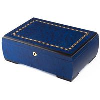 Blue Inlay Burl Cigar Humidor Contour 100ct