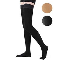 TOFLY Thigh High Compression Stockings, Opaque, Firm Support 15-20 mmHg Gradient Compression with Silicone Band, Closed Toe Compression Stockings, Treatment Swelling, Varicose Veins, Edema, Black XXL