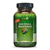Irwin Naturals Liver Detox & Blood Refresh Powerful Herbal Whole-Body Cleanse & Detox with 540mg Milk Thistle, Dandelion, Echinacea, Turmeric & More - Antioxidant Support - 60 Liquid Softgels