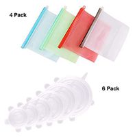 Reusable Silicone Food Storage Bag Set of 6 - Messar Airtight Zip Seal Preservation Bag Container for Refrigerator Freeze Steamer Microwave Storing Fruits Vegetables Meat Milk (2*L + 4*S)