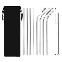 caselast Two Sets of 10 Pieces Colored Metal Straws Food Grade 304 Stainless Steel Coffee Brown