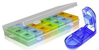Tablet Cutter and 21 Detachable Compartments Pill Organizer, Medicine Planner/Reminder, Vitamin Container for Larger Size Pill with Snap Lids (818)