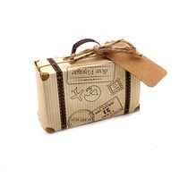 Gift Bags & Wrapping Supplies - 50pcs Mini Suitcase Favor Box Party Candy Vintage Kraft Paper With Tags And Rope Themed Br - Paper Candy Case Box Box Suitcase Wedding Box Wedding Holder Travel B