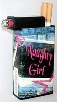 Cigarette Case Naughty Girl with Built on Lighter Holder