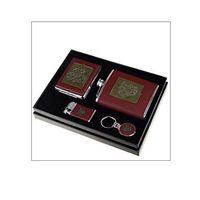 Huijunwenti Hip Flask Half A Catty 250 Ml Gift Box, 7 Ounces, Hip Flask Cigarette Case Key Ring Lighter 5 Piece Set Birthday Gift, Black, Brown Easy to Carry (Color : Brown)