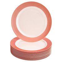 DISPOSABLE SIDE PLATES | Heavy Duty Plastic Cake Plates | Elegant Fine China Look | Pastel Collection – Blush (20 PC - 7.5”)