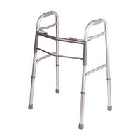 DMI Lightweight Adjustable Folding Walker for Adults with Easy Two Button Release, Silver and Gray