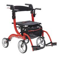 Drive Nitro Duet Dual Function Transport Wheelchair and Rollator Rolling Walker - Red, Model - RTL10266DT & Free 130 dB Personal Safety Black Alarm!