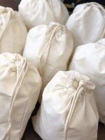 4" x 6" inch ECO Friendly Single Drawstring Muslin Bags Natural Color 100% Organic Cotton Premium Quality, Re-usable, Washable (25) (50)